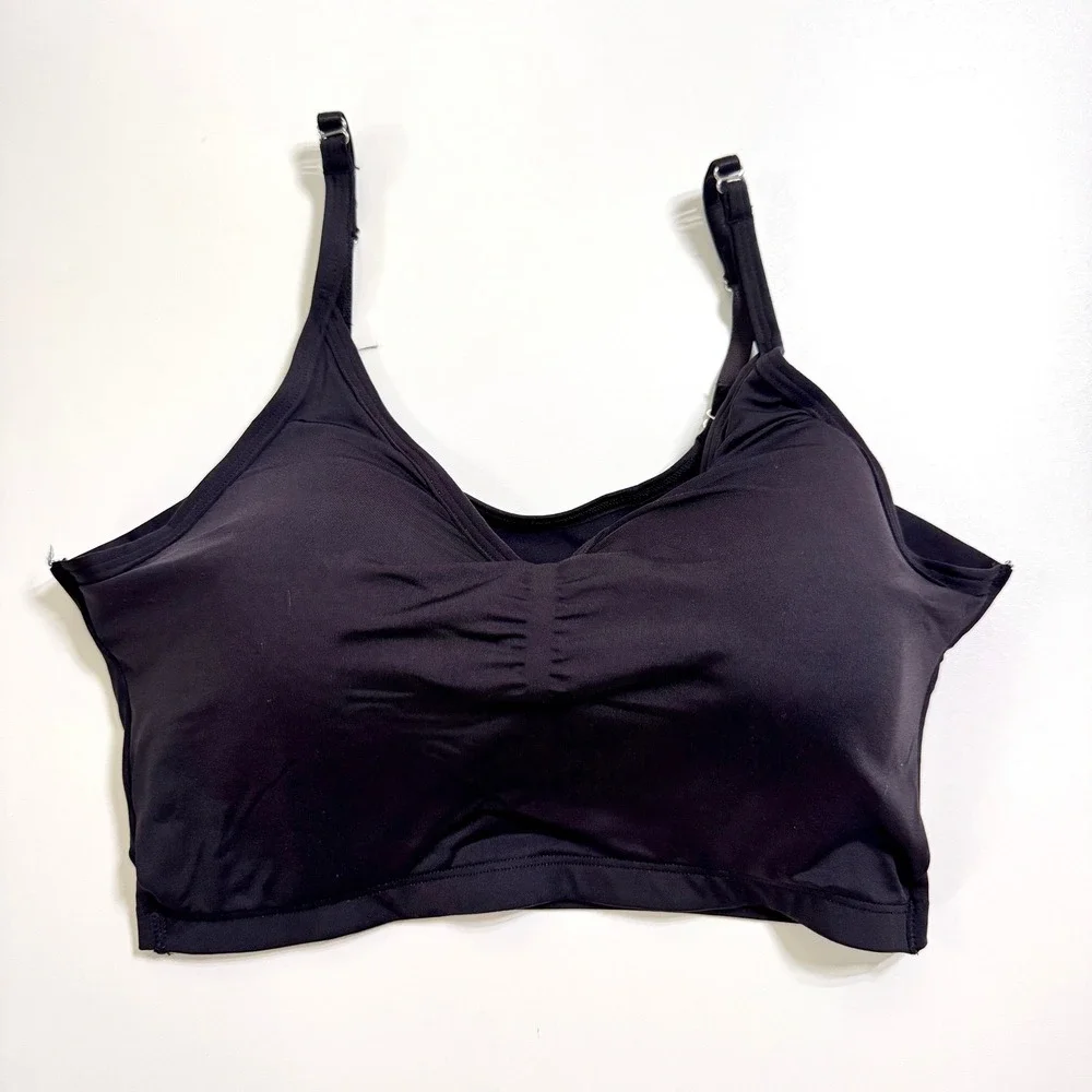 Naomi & Nicole Moderate Control Shapewear Cami Bra Large Black 7509 Molded Cup